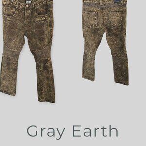 Gray Earth Brown Distressed Skinny  Denim Jeans Mens Casual  Size 34X32